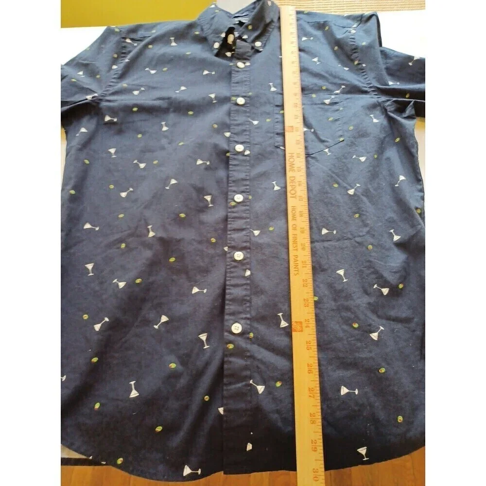 J. Crew buttondown shirt mens L martini glass olives cocktail bartender party